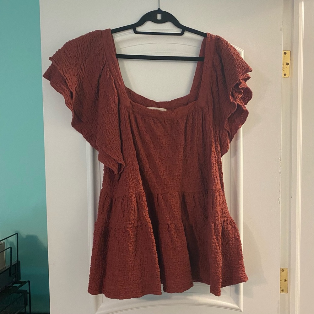 Arula Flutter Sleeve Tiered Top